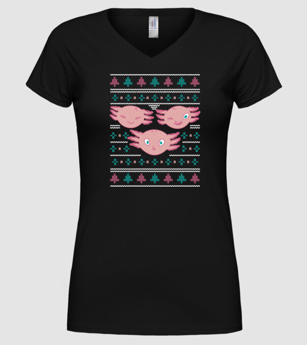 Pulover urât Axolotl model negru pe tricou