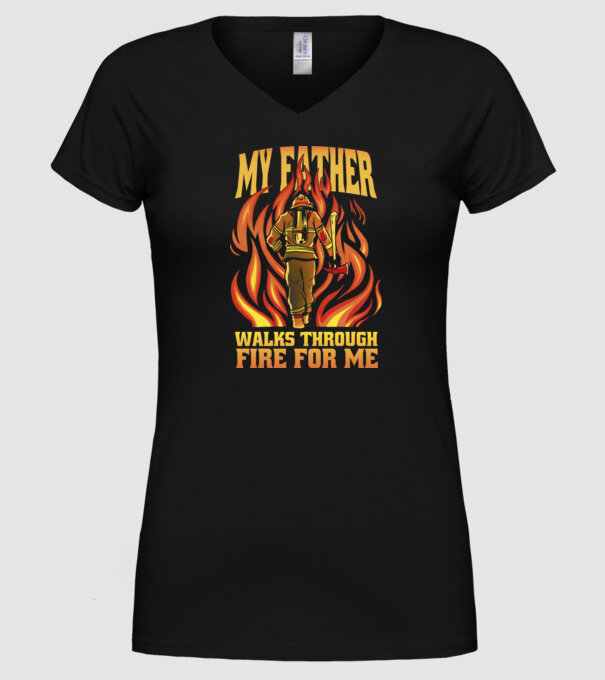 Tatăl meu trece prin foc pentru mine model negru pe tricou