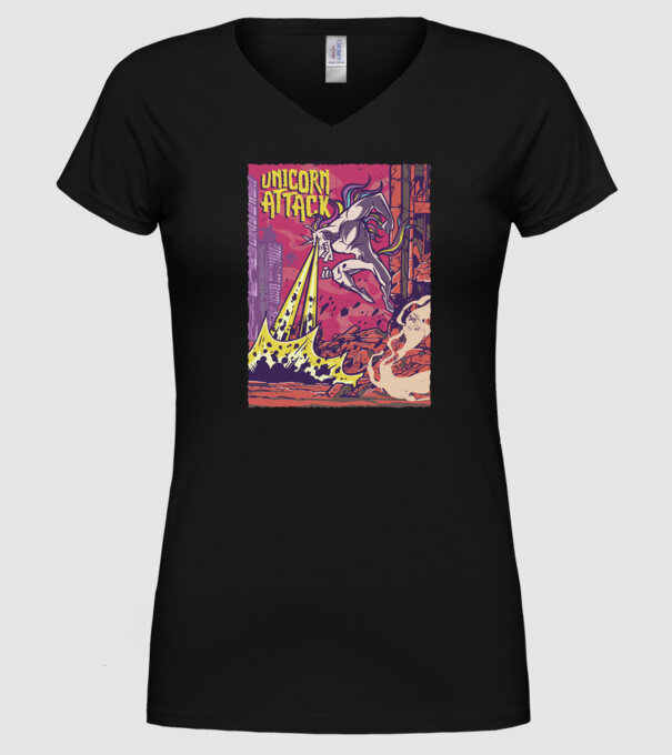 Atacul Unicornului model negru pe tricou