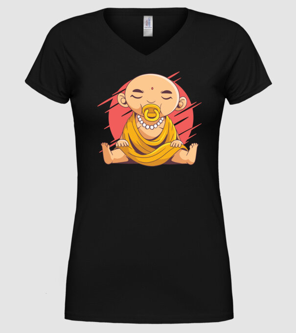Baby Buddha cu suzetă tricou amuzant model negru pe tricou