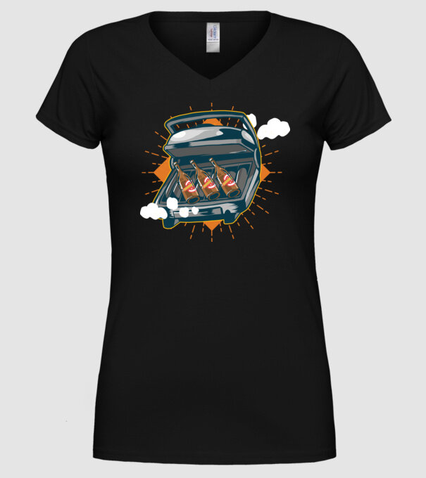 Bere BBQ model negru pe tricou
