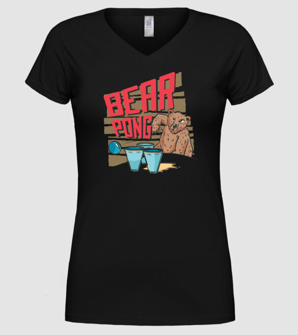 Bear Pong model negru pe tricou