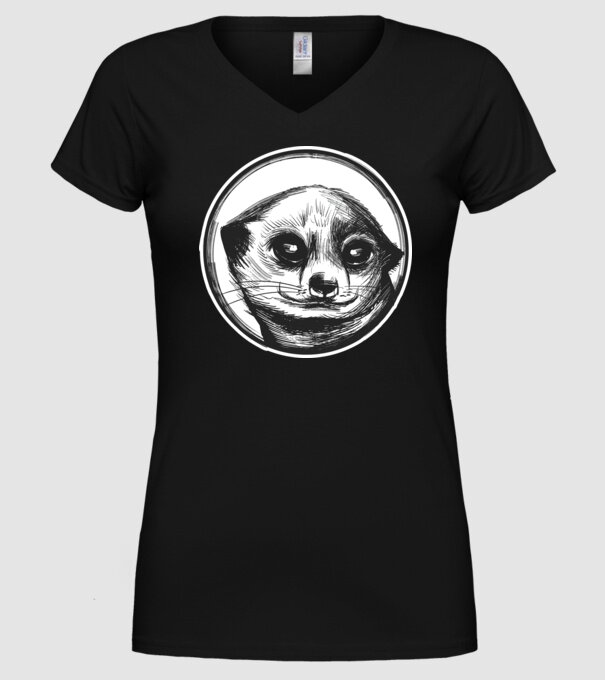 Pui de suricata model negru pe tricou