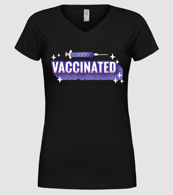 Vaccinat model negru pe tricou