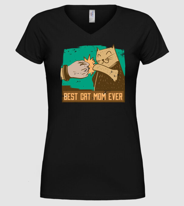 Best Cat Mom Ever - Cea mai bună mamă cu pisici model negru pe tricou