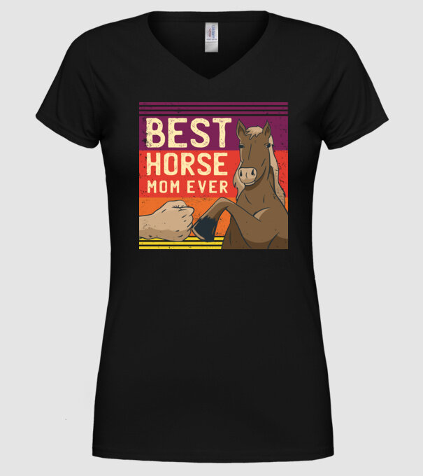 Best Horse Mom Ever - Cea mai bună mamă cu cal model negru pe tricou