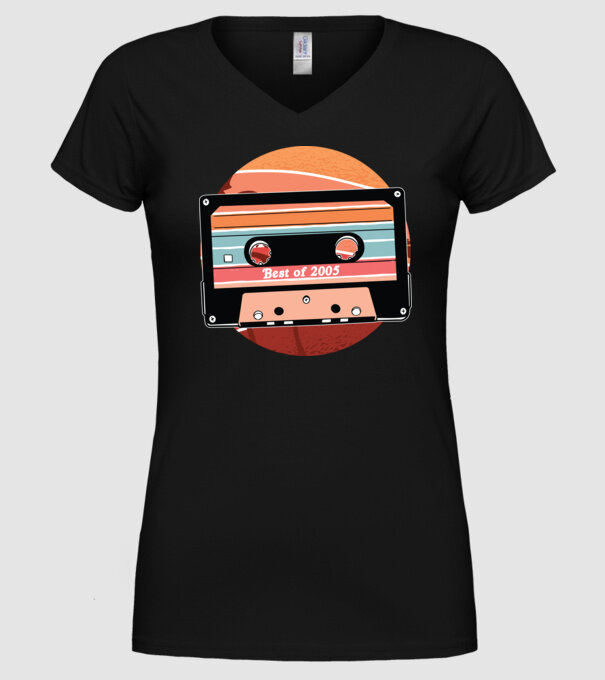 Best of 2005 retro Tape Birthday model negru pe tricou