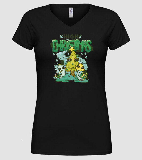 Crăciun drogat model negru pe tricou