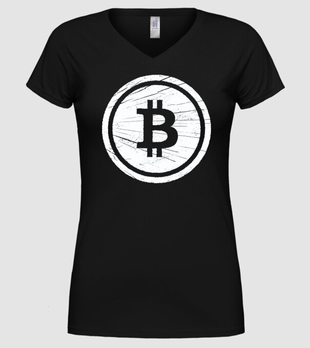 Bitcoin logo model negru pe tricou