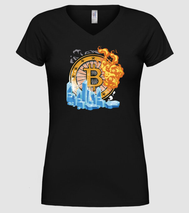 Logo Bitcoin model negru pe tricou