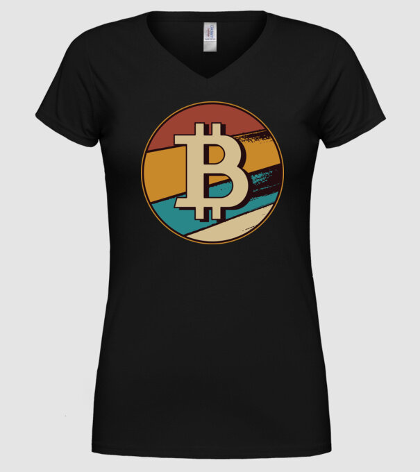 Bitcoin retro model negru pe tricou