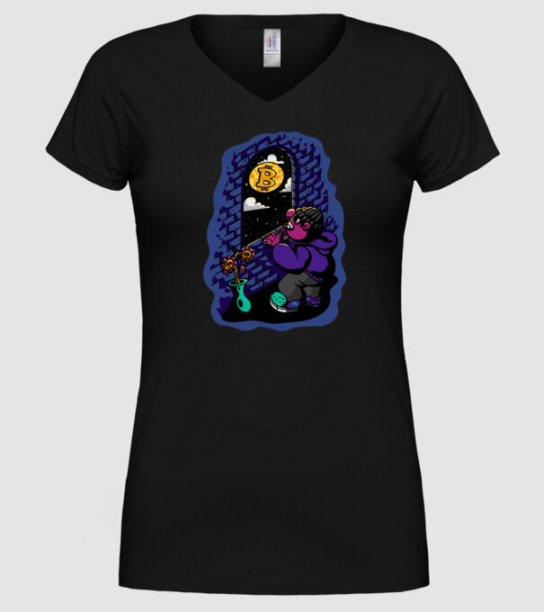 Bitcoin to the moon model negru pe tricou