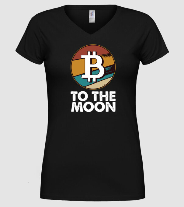 Bitcoin to the moon model negru pe tricou