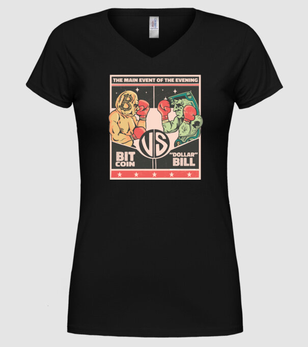 Bitcoin Vs Dolarul SUA model negru pe tricou
