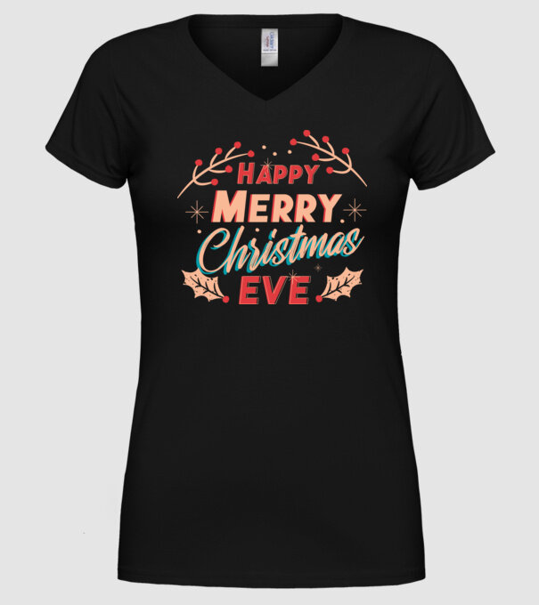 Crăciun Fericit model negru pe tricou