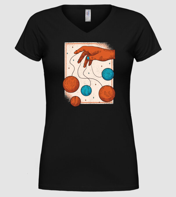 Planete model negru pe tricou