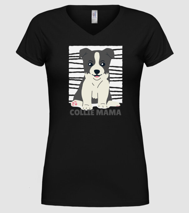 Border Collie Mamă model negru pe tricou