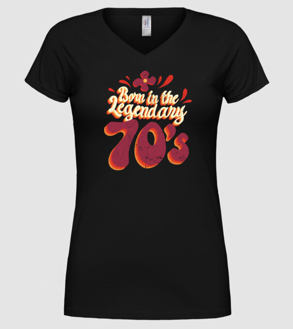 'Born in the Legendary 70''s' model negru pe tricou