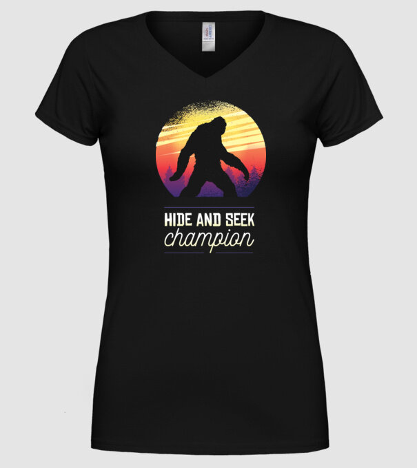 campion de-a v-ați ascunselea Yeti model negru pe tricou