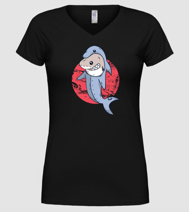 Rechin în costum de delfin model negru pe tricou