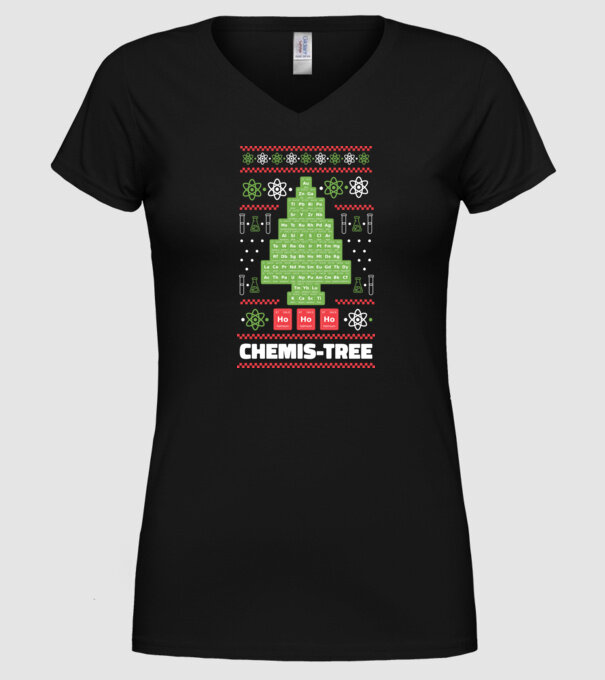 Chemis-tree pom de Crăciun model negru pe tricou