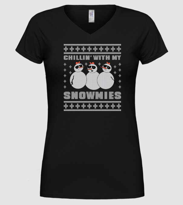 Chillin with my Snowmies tricou pulovăr urât model negru pe tricou