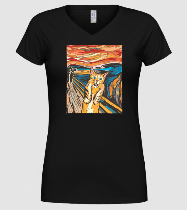 pictură Parodie Pisică model negru pe tricou
