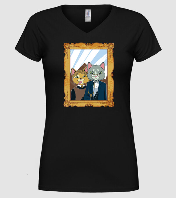 Portret Pisică model negru pe tricou
