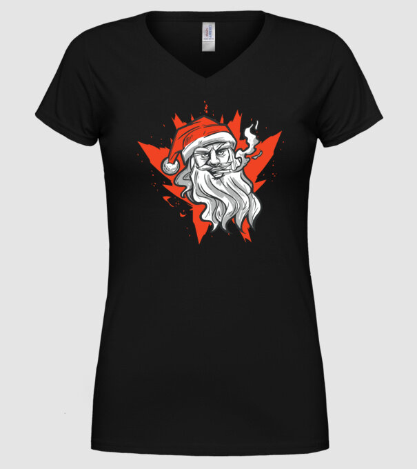 Moș Crăciun Fumător model negru pe tricou