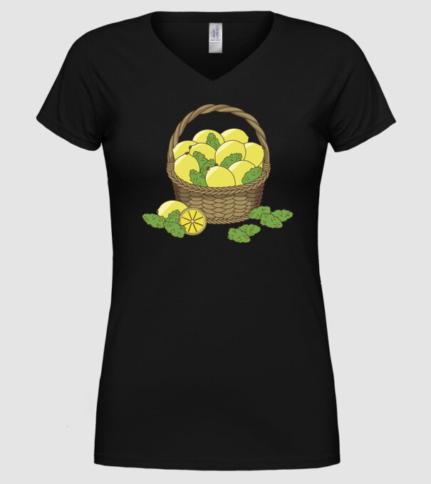 Coș de lămâi model negru pe tricou