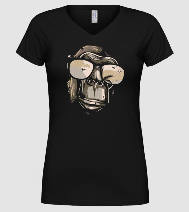 Cool Monkey model negru pe tricou
