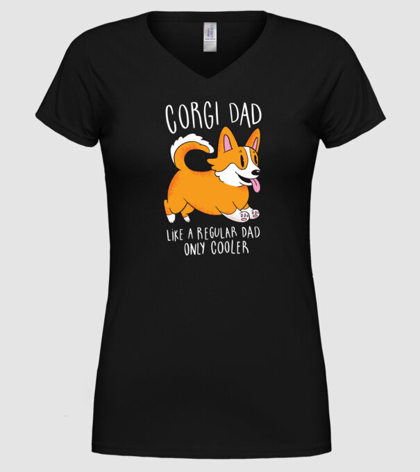 Tată de Corgi model negru pe tricou