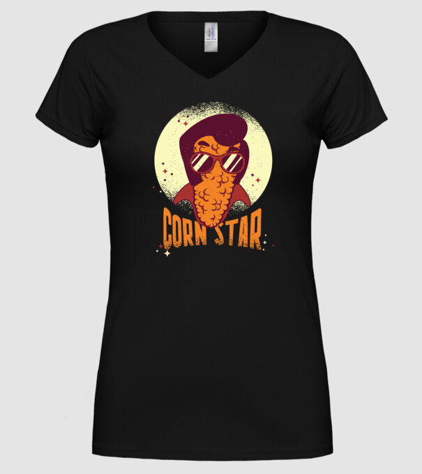 Corn Star - Porumb cu freză Elvis model negru pe tricou