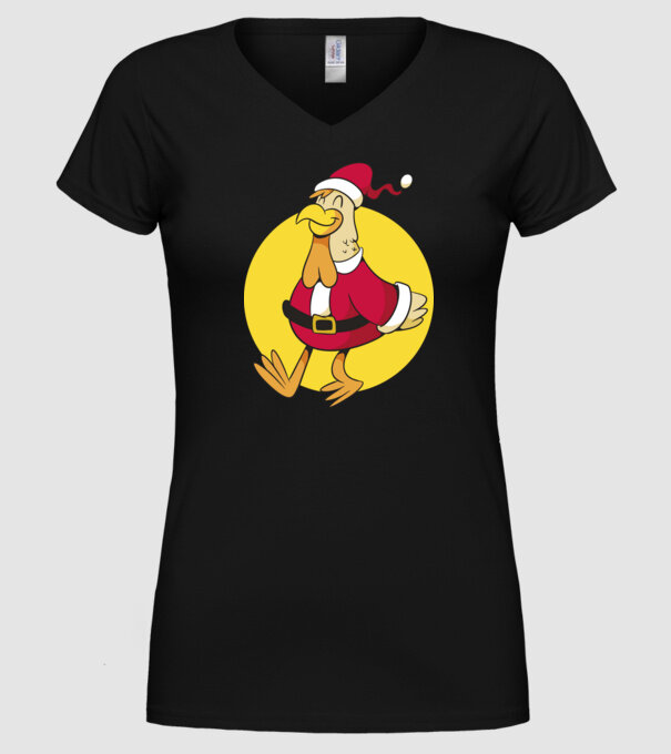 Moș Crăciun Pui model negru pe tricou