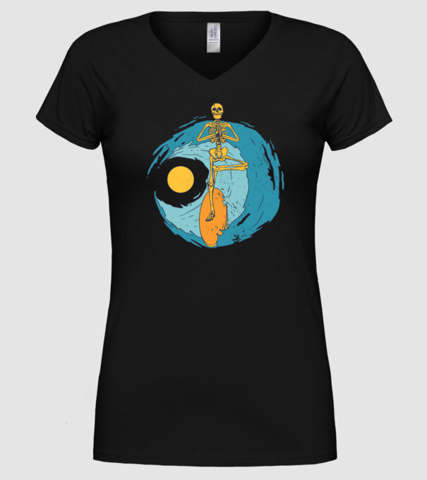 Schelet Surfer model negru pe tricou
