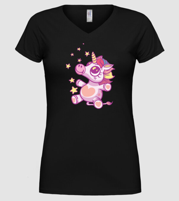 Unicorn drăguț model negru pe tricou