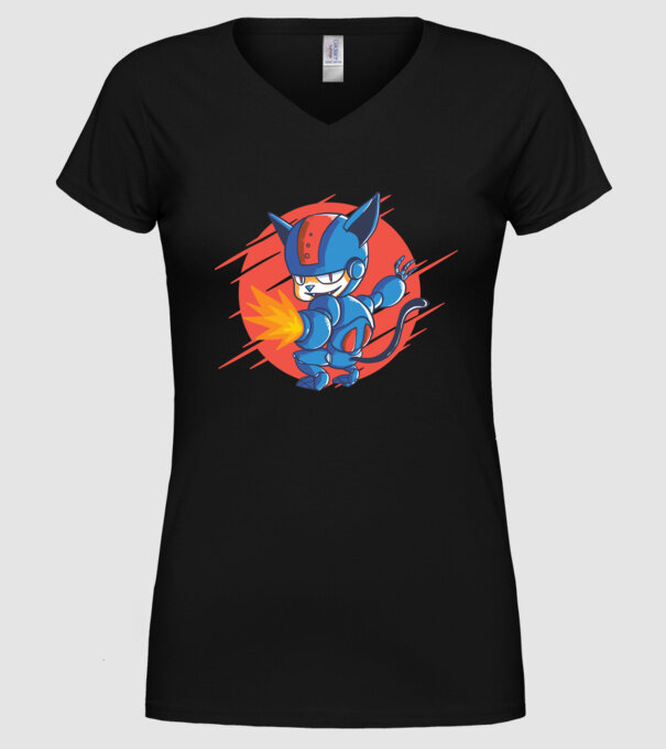 Pisică Cyborg Robot model negru pe tricou
