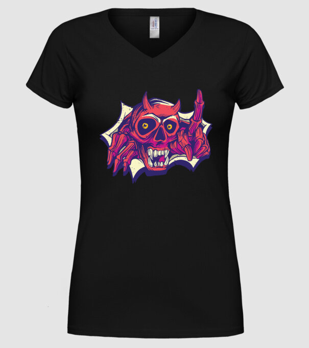 Craniu de Demon model negru pe tricou