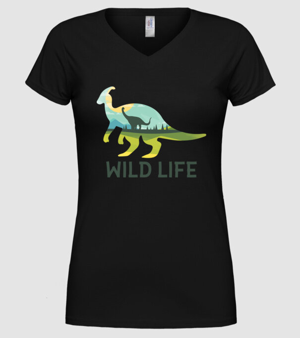 Dinosaur model negru pe tricou