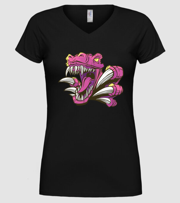 Gheare de dinozaur model negru pe tricou