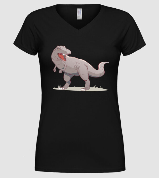 Dinozaur T-rex model negru pe tricou
