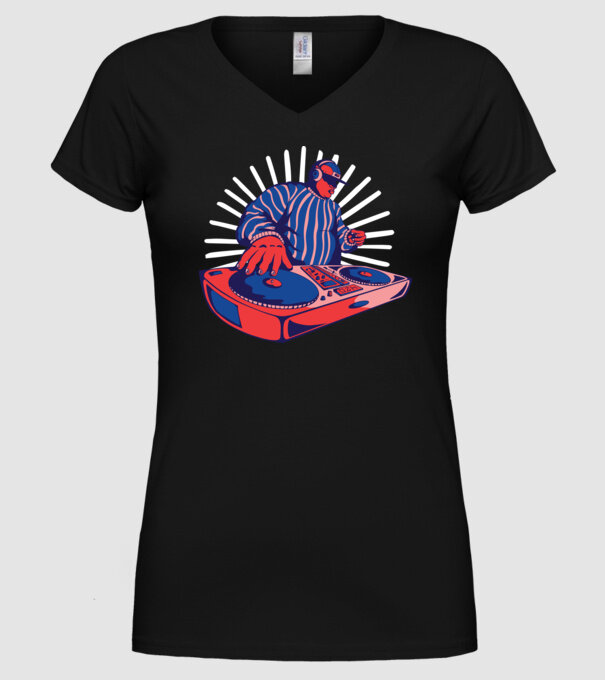 DJ disc jockey model negru pe tricou