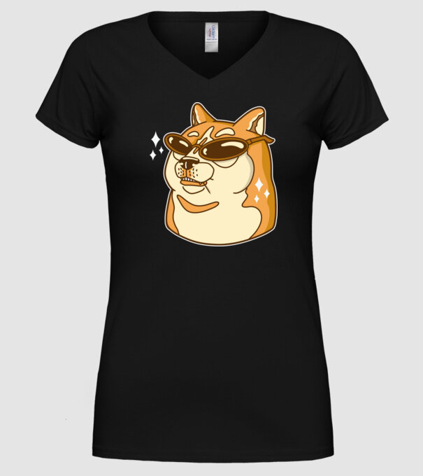 Doge Coin model negru pe tricou