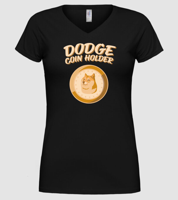 Doge Coin Holder model negru pe tricou