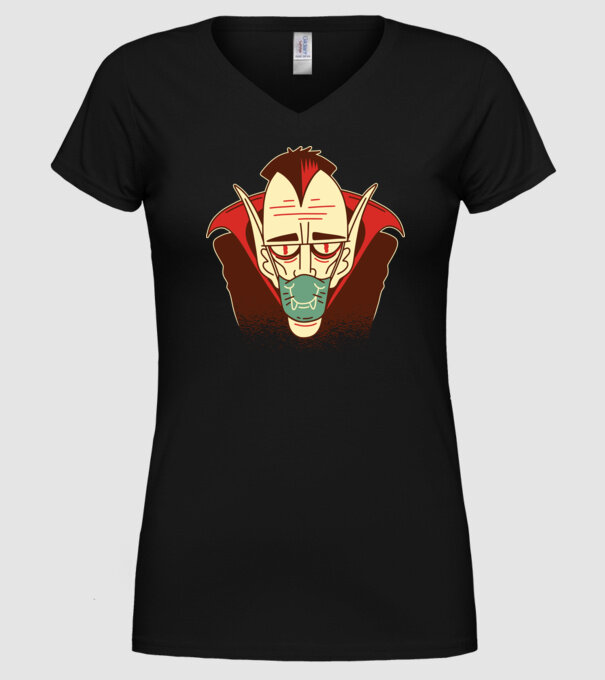 Dracula în mască model negru pe tricou