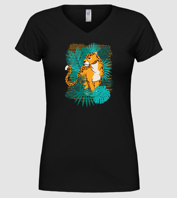 Jaguar junglă model negru pe tricou