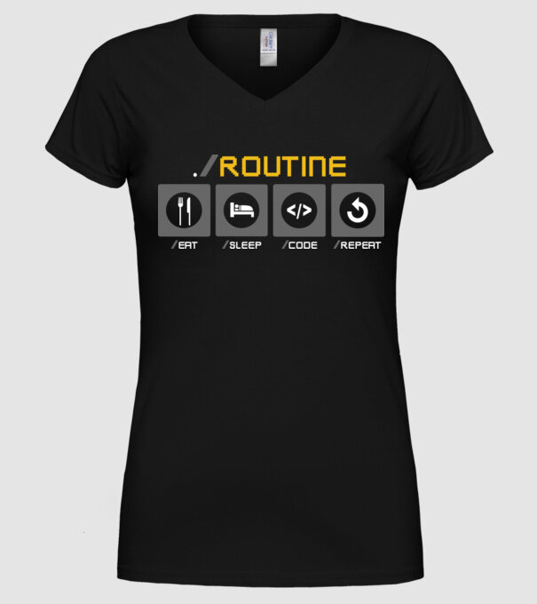 Eat sleep code repeat - rutină zilnică developer model negru pe tricou