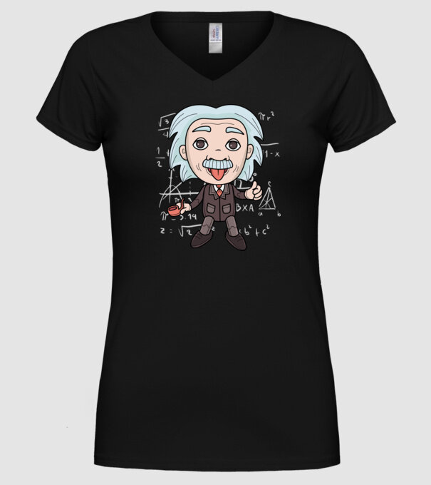 Caricatură Einstein model negru pe tricou