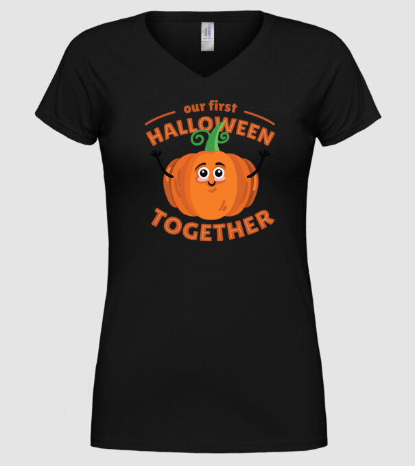 Primul nostru Halloween împreună model negru pe tricou