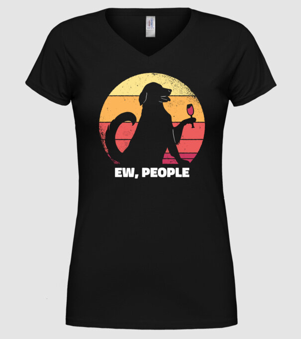 Ew, Oameni - Câine model negru pe tricou